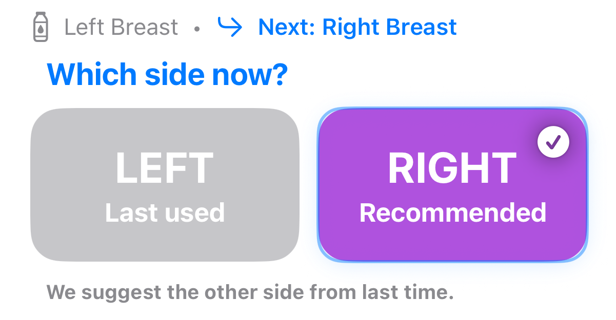 Choose breast feature in the timer