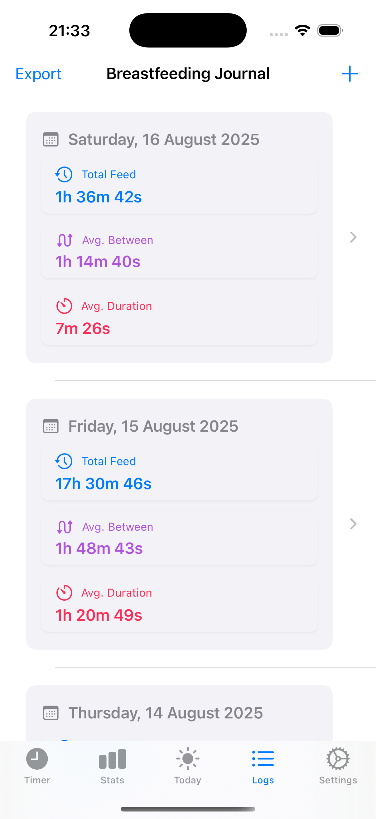 Daily journal feature view