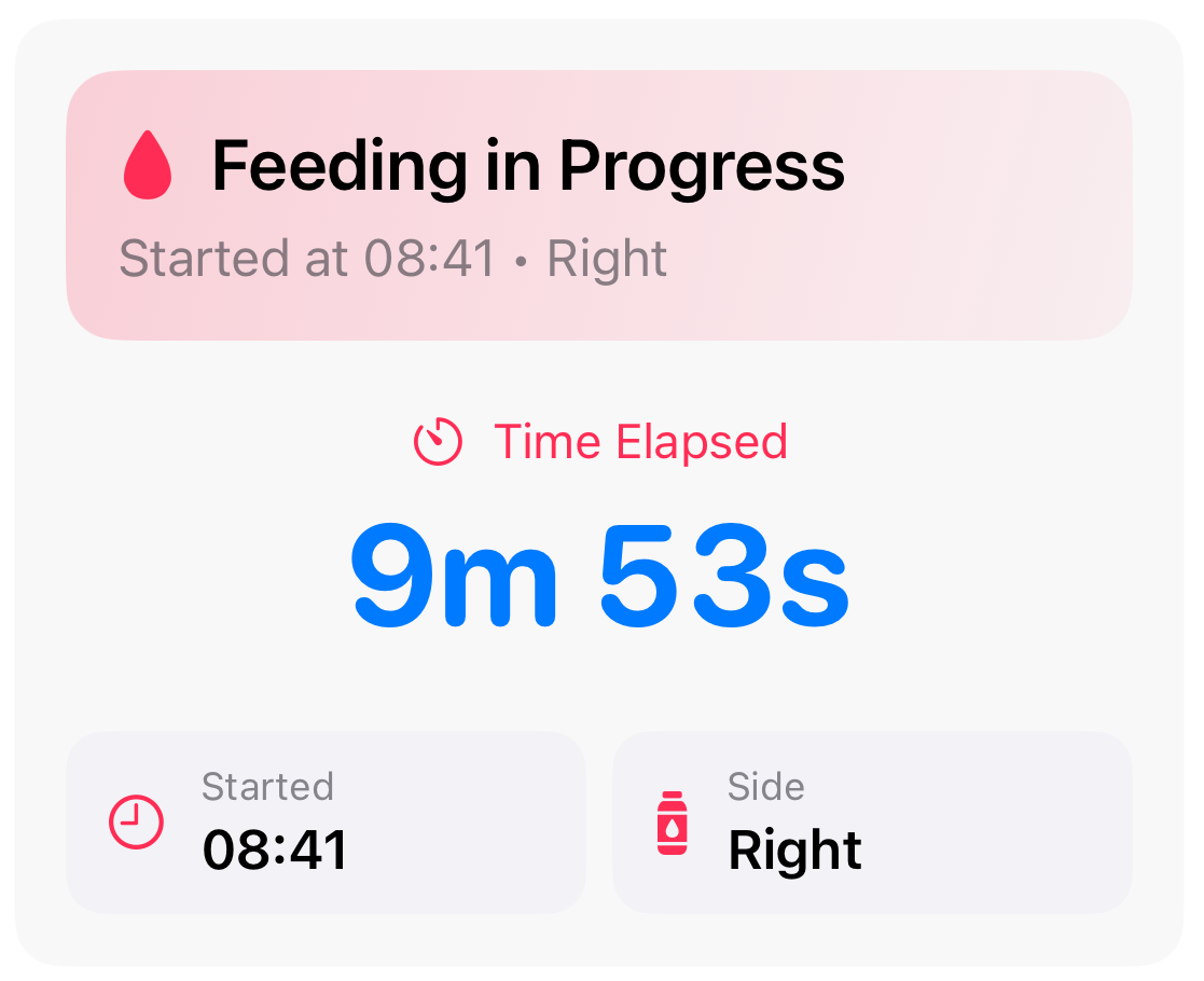 Feed in progress feature showing active timer