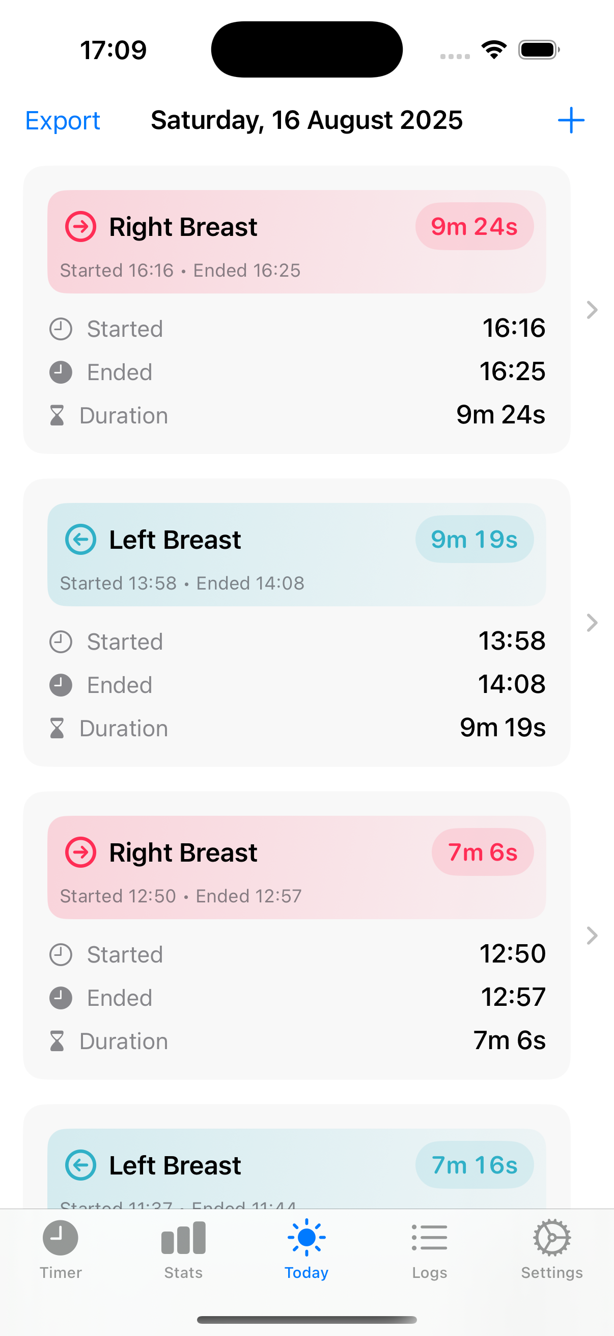 Today log feature view